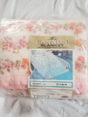 Cannon Vtg Bouquet #741 Floral Blanket, Full Size (72 X 90 In) Made USA WPL 3785